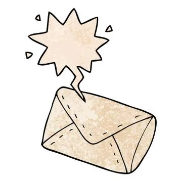 Cartoon envelope and speech bubble in retro texture style イラスト素材