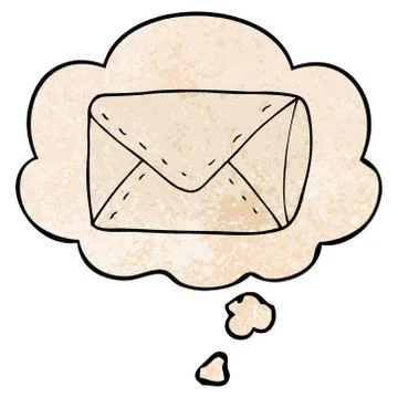 Cartoon envelope and thought bubble in grunge texture pattern style 스톡 일러스트