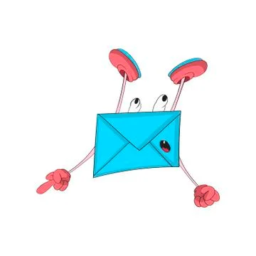Cartoon envelope in flight. Vector illustration on a white background. Stock Illustration