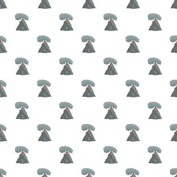 Cartoon erupting volcano seamless pattern repeating background Illustrazione stock
