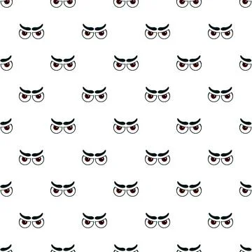 Cartoon evil eyes pattern on white background Stock Illustration