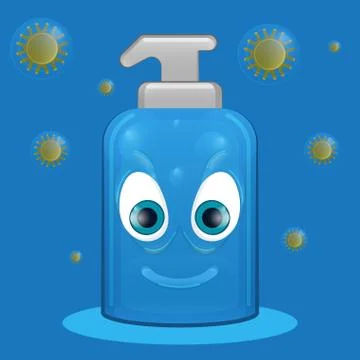 Cartoon of an evil soap bottle Stock Illustration