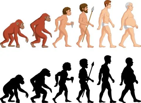 Cartoon evolution man on white background Illustrazione stock