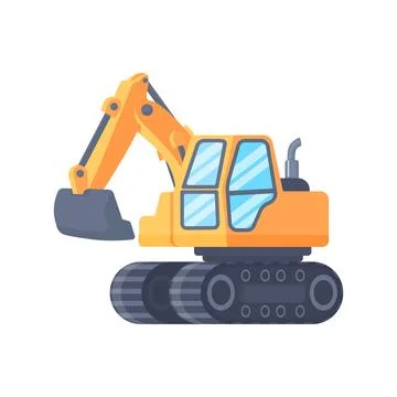 Cartoon Excavator Construction Machine Isolated on White Background Stock Illustration