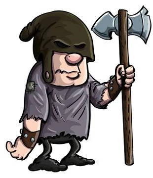Cartoon executioner with a big axe Stock Illustration