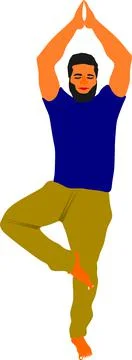 Cartoon exercising on flat surface at unique posture Stock Illustration
