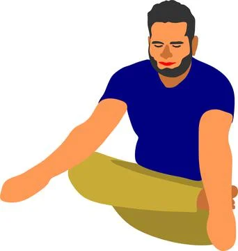 Cartoon exercising on flat surface at unique posture. Stock Illustration