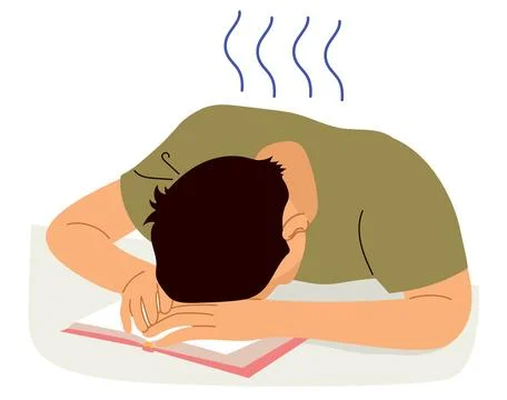 Cartoon Of Exhausted Student Vector Illustration Stock Illustration