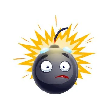 Cartoon exploding bomb character with wick or fuse Stock Illustration