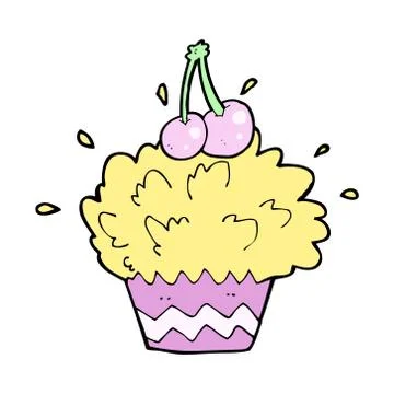 Cartoon exploding cupcake Stock Illustration