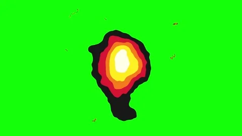 Cartoon explosion and fire effect animation on green screen Stock Footage 339223674