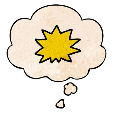 Cartoon explosion and thought bubble in grunge texture pattern style 스톡 일러스트
