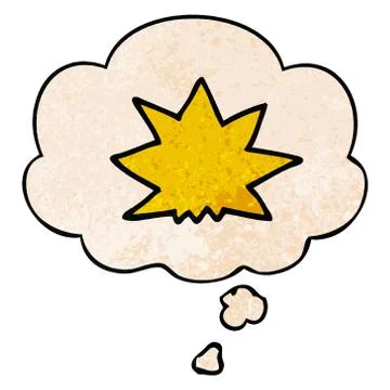 Cartoon explosion and thought bubble in grunge texture pattern style イラスト素材