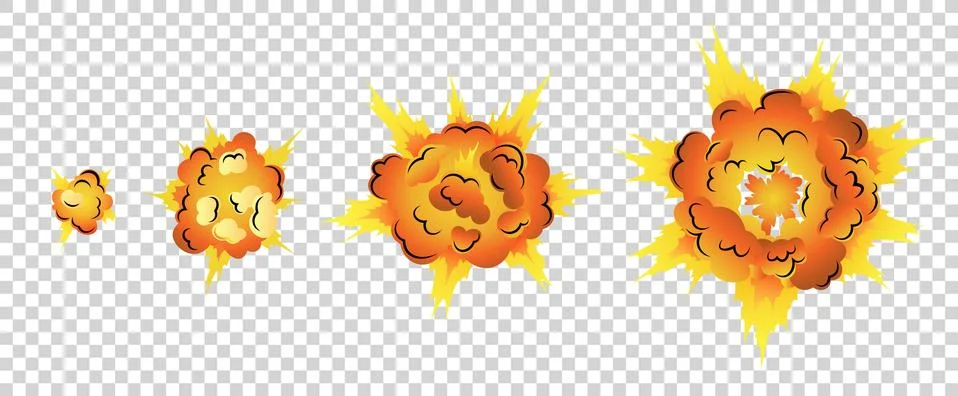 Cartoon explosion animation frames for game. Boom storyboard comics design. Hand Illustrazione stock