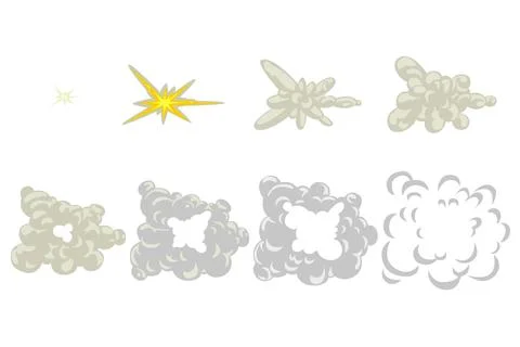Cartoon explosion animation frames Stock Illustration