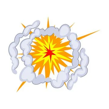 Cartoon explosion blast effect with bursting flash and smoke 库存插图