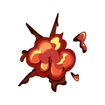 Cartoon explosion blast generating fire and smoke effect Stock Illustration