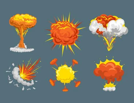 Cartoon explosion boom flame vector illustration. 스톡 일러스트