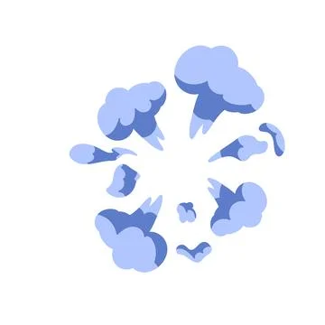 Cartoon explosion boom. Smoke cloud. Abstract smoky silhouette from gas, du.. Stock Illustration