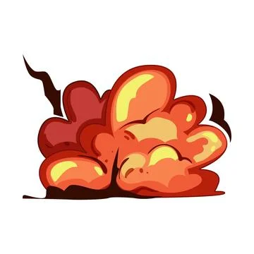 Cartoon explosion burst effect with smoke and fire Stock Illustration