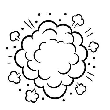 Cartoon Explosion Cloud with Debris and Smoke Puffs Stock Illustration