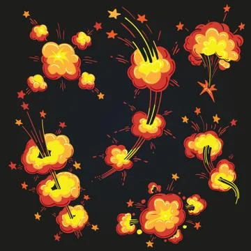Cartoon Explosion Cloud Set. Vector illustration Stock Illustration