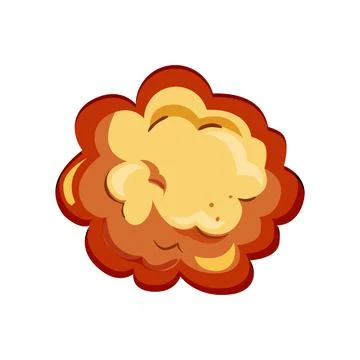 Cartoon explosion creating fiery blast puffing smoke Stock Illustration