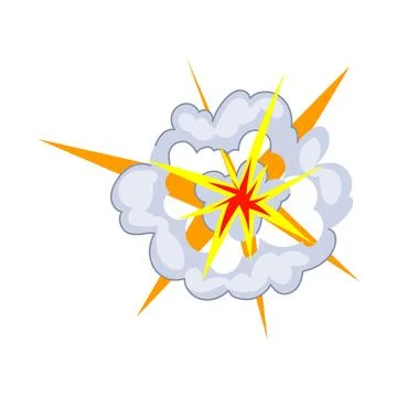 Cartoon explosion creating smoke and bright impact effect Ilustración de archivo