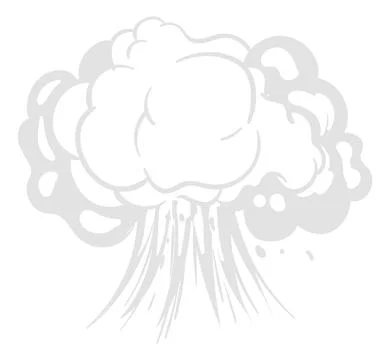 Cartoon explosion effect. Grey cloud of smoke isolated on white background. hand Stock Illustration