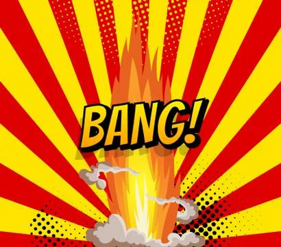 Cartoon explosion effect with smoke. Retro boom banner. Comic book explosion Stock Illustration