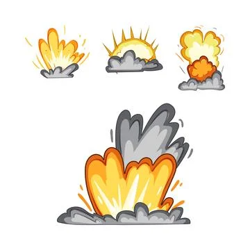 Cartoon explosion effects creating dynamic burst elements Stock Illustration