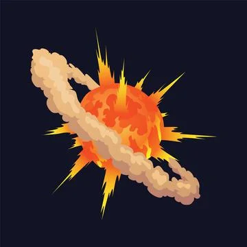 Cartoon explosion icon. Comic book element. Boom cloud and flame, smoke and Illustrazione stock