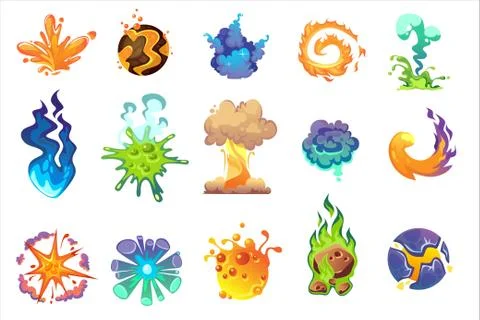 Cartoon explosion icon set on white background 스톡 일러스트