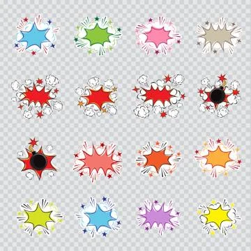 Cartoon explosion illustration set Stock Illustration