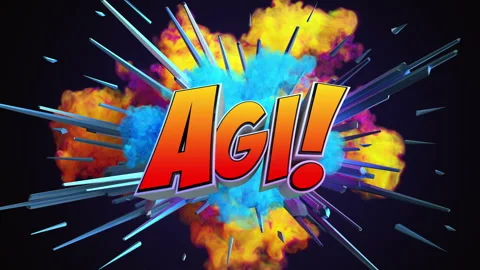 Cartoon explosion with message AGI Stock Footage 261705272