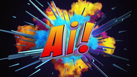 Cartoon explosion with message AI Stock Footage 261701624