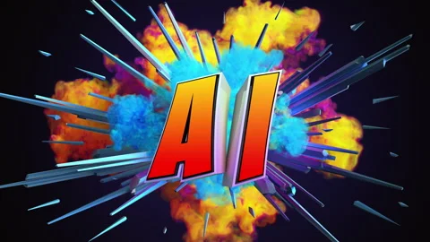 Cartoon explosion with message AI Stock Footage 261705271