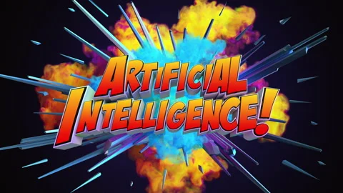 Cartoon explosion with message Artificial Intelligence Stock Footage 261701755