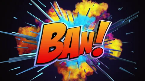 Cartoon explosion with message Ban Stock-Footage 261686288