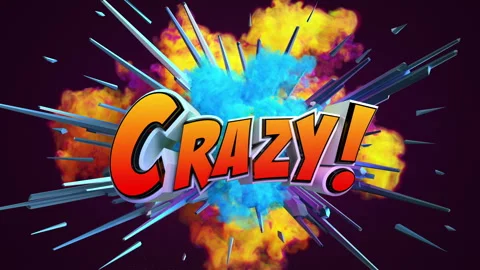 Cartoon explosion with message Crazy! Stock-Footage 261690229