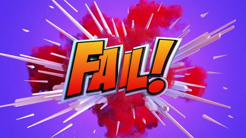 Cartoon explosion with message Fail! Stock Footage 261690496