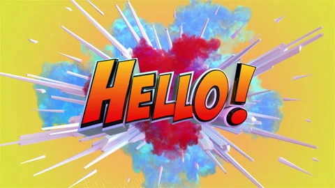 Cartoon explosion with message Hello! Stock Footage 261702683