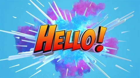 Cartoon explosion with message Hello! Stockbeeldmateriaal 261703365