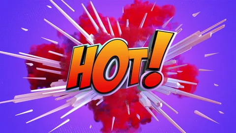 Cartoon explosion with message Hot! Stock Footage 261703292