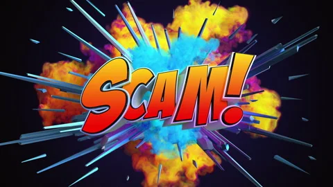 Cartoon explosion with message Scam! Stock-Footage 261695556