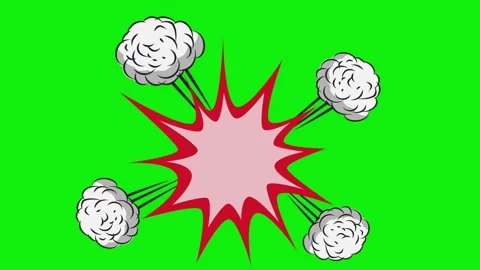 Cartoon explosion pop effect animation on green screen background. cloud smoke Stock Footage 344773713