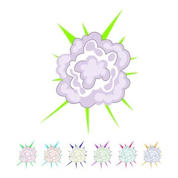Cartoon explosion smoke cloud burst effect drawing graphic Stock Illustration