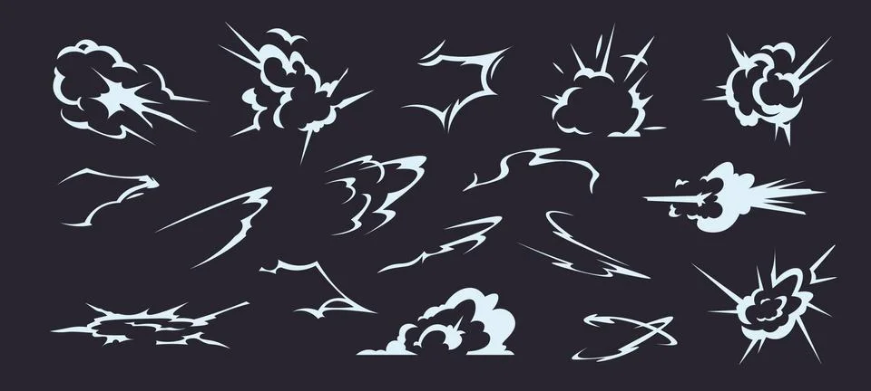 Cartoon explosion smoke effect. Comic shiny ring, power blast circles and swirl Stock Illustration
