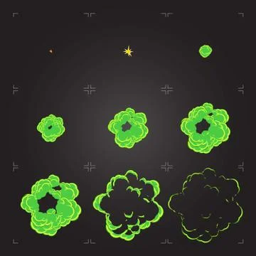 Cartoon explosion sprite sheet animation of .chemicals Stock Illustration