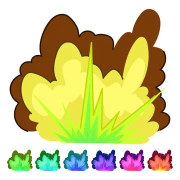 Cartoon explosion visual effect bursting with smoke concept graphic Stock Illustration